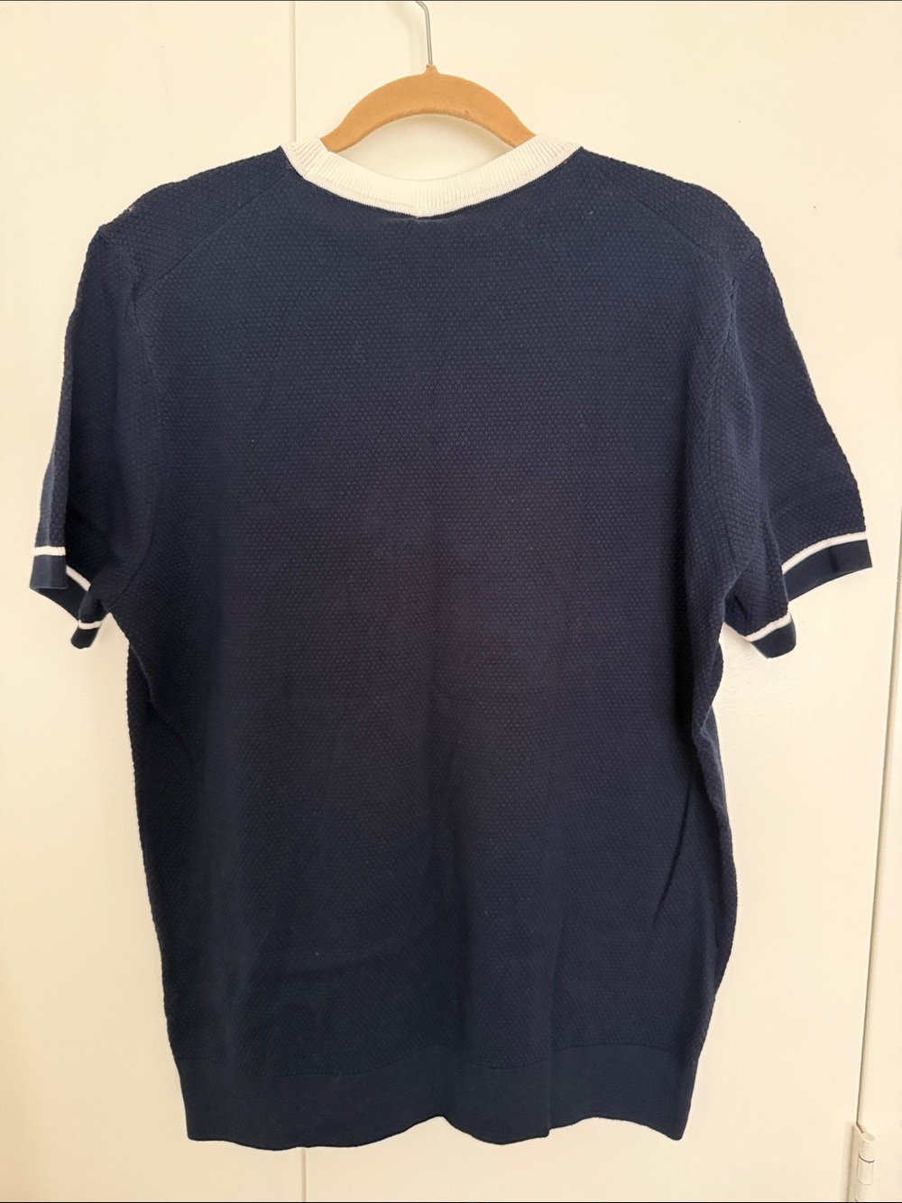 BOSS Navy Short-Sleeve Knit with White Trim - Picture 4 of 6